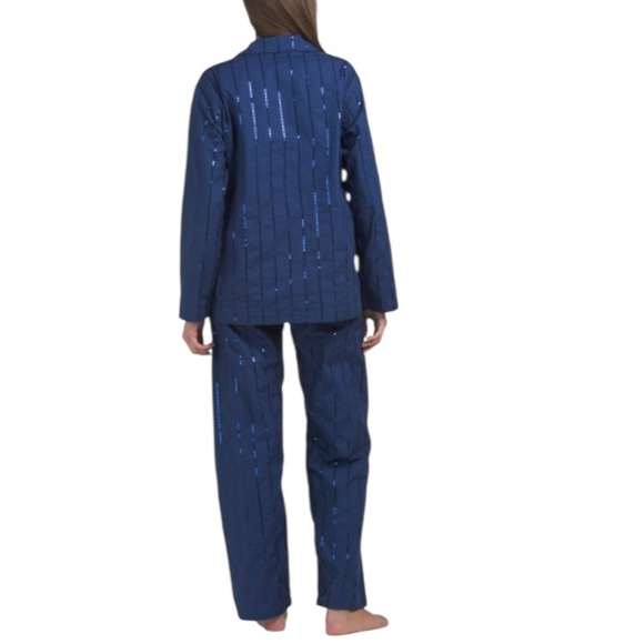 NWT Sleeper Milky Way Sequined Cotton Pajama Set Navy Size M - Picture 3 of 13